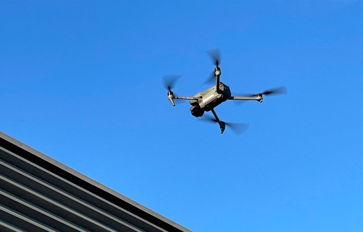 DJI drone is flying on the air
